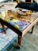 Floral Resin Side Table | Tables by DapperwoodSF. Item composed of walnut compatible with boho and mid century modern style