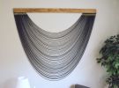 Black Necklace - Macrame Wall hanging | Wall Hangings by HILO Fiber Art. Item made of oak wood with cotton