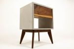 The Straight Tall Dwarf | Nightstand in Storage by Curly Woods. Item made of oak wood with concrete works with industrial style