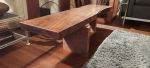 Small Japanese style slab coffee table.  Bastogne Walnut | Tables by SjK Design Studios. Item made of walnut works with minimalism & mid century modern style