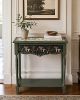 Hand-Painted Whimsical Botanical Console Table, Forest Mushroom Design | Tables by Birds and Gardens Inc. Item made of maple wood compatible with mid century modern and country & farmhouse style