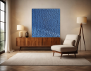 3D Navy Blue Textured Wall Art - Sculptural Canvas Artwork | Oil And Acrylic Painting in Paintings by Berezart. Item made of canvas works with boho & minimalism style