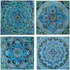 Set of 12 large turquoise-tile Outdoor wall art installation | Tiles by GVEGA. Item composed of marble