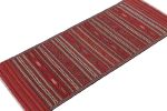 Vintage Baluch Kilim Runner with Red Stripes & Tribal Motifs | Area Rug in Rugs by Rug and Kilim