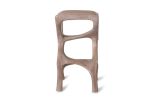 Amorph Chimera Bar Stool, Stained Gray Oak, Counter Height | Chairs by Amorph. Item composed of walnut & leather