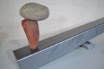 Seeking Balance #3 | Sculptures by Barry Namm Art. Item made of steel & stone