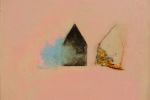 Houses on Peach | Oil And Acrylic Painting in Paintings by Candace Compton Pappas. Item composed of wood