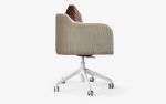 Papillonne Swivel Wheeled Office Chair with Real Leather | Chairs by LAGU. Item made of fabric & aluminum