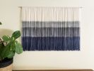 SEA STORM Blue Grey Ombré Textile Wall Hanging | Tapestry in Wall Hangings by Wallflowers Hanging Art. Item made of oak wood & wool compatible with boho and mid century modern style