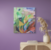 Amuse | Oil And Acrylic Painting in Paintings by Parineeta Patel- Nature Inspired Cosmic Abstracts. Item composed of canvas in eclectic & maximalism or coastal style
