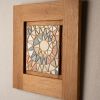 Desert Sun in White Oak Frame - No. 1 | Mosaic in Art & Wall Decor by Clare and Romy Studio. Item composed of oak wood and ceramic in boho or mid century modern style