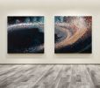 Space X Reflecting on the Atlantic | Oil And Acrylic Painting in Paintings by Margaret Juul. Item made of synthetic