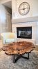 Peruvian Pepper Burl 50" Round Live Edge Coffee Table | Tables by Lumberlust Designs. Item composed of wood & steel