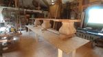 15ft.  oak barnwood dining table. 3- 18" pedestals | Tables by Paul's Green Barn. Item made of oak wood