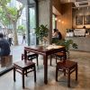 Ming Royal Crimson Flamewood Marble Table & 4 Stools Set | Dining Table in Tables by Dynasty Artisan. Item composed of wood compatible with contemporary and eclectic & maximalism style