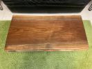 Live Edge Black Walnut Coffee Table with Steel Hairpin Legs | Tables by Carlberg Design. Item composed of walnut in minimalism or country & farmhouse style