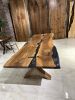 Special Green and Brown Epoxy Dine TAble | Dining Table in Tables by Gül Natural Furniture. Item made of walnut with synthetic works with minimalism & art deco style