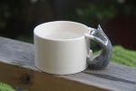Grey Blue Cat Handle Mug – Handcrafted Ceramic | Drinkware by 4AM Product Design. Item made of ceramic