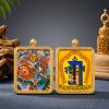 Reversible Tibetan Kalachakra Thangka Pendant | Ornament in Decorative Objects by Dynasty Artisan. Item made of metal compatible with contemporary and eclectic & maximalism style