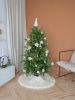 Boho knitted Christmas tree skirt in creamy color | Small Rug in Rugs by Anzy Home. Item made of fabric
