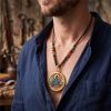 Medicine Buddha Thangka Gold Pendant Vitality Amulet Pedant | Ornament in Decorative Objects by Dynasty Artisan. Item composed of metal compatible with contemporary and eclectic & maximalism style