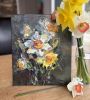 "Daffodils" original palette knife oil painting | Oil And Acrylic Painting in Paintings by OXYPOINT. Item made of wood & canvas compatible with contemporary and mediterranean style