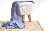 Artisanal Craft Macrame Wood Stool_Mango wood chair | Chairs by Humanity Centred Designs. Item made of wood with cotton works with boho & minimalism style