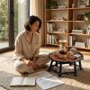 Song Dynasty Bamboo Zen Pedestal: Wabi Sabi Ritual Tray | Decorative Tray in Decorative Objects by Dynasty Artisan. Item composed of bamboo in minimalism or contemporary style