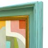 Colorful Minimalist Geometric Painting in Vintage Frame | Oil And Acrylic Painting in Paintings by Suzanne Nicoll Studio. Item composed of wood compatible with minimalism and contemporary style