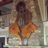 Fishing Bear with Sun | Wall Sculpture in Wall Hangings by Jeffrey H Dean. Item composed of wood and metal
