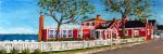 Way Up Along, The Red Inn from the Sea | Oil And Acrylic Painting in Paintings by Ann Gorbett Palette Knife Paintings | The Red Inn in Provincetown. Item composed of synthetic