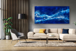'BLUE CRUSH' - Ocean Seascape Luxury Resin Abstract Artwork | Oil And Acrylic Painting in Paintings by Christina Twomey Art + Design. Item made of canvas with synthetic