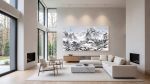 Empty Mountain Birdsong: Winter Landscape Art on Silk/Xuan | Oil And Acrylic Painting in Paintings by Dynasty Artisan. Item made of wood with fabric works with contemporary & eclectic & maximalism style