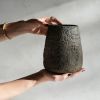 Large Pear Shaped Vase in Earthen Brown Concrete | Vases & Vessels by Carolyn Powers Designs. Item made of concrete with glass works with minimalism & contemporary style
