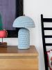 The Knitty Table Lamp in Robin's Egg Blue | Lamps by Meg Morrison. Item made of fabric with ceramic works with mid century modern & eclectic & maximalism style