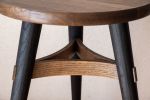 Three Leg Stool with Curved Stretchers - Black and Grey | Chairs by Big Sand Woodworking. Item made of oak wood