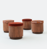 Cozy Round Ottoman | Benches & Ottomans by ALPAQ STUDIO. Item composed of walnut and fabric in minimalism or contemporary style
