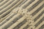 Contemporary Square Kilim in Gray and Beige Textural Stripes | Area Rug in Rugs by Rug and Kilim. Item made of wool