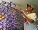 "Purple Haze" ~ Hand Blown Glass Chandelier | Chandeliers by White Elk's Visions in Glass - Glass Artisan, Marty White Elk Holmes & COO, o Pierce
