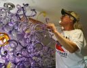 "Purple Haze" ~ Hand Blown Glass Chandelier | Chandeliers by White Elk's Visions in Glass - Glass Artisan, Marty White Elk Holmes & COO, Jo Pierce