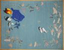Spirit in the sky. Blue background rug with butterflies | Area Rug in Rugs by Sergio Mannino Studio. Item composed of fiber