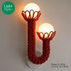 Vibrant Red Duo Lamp | Interwoven wall light & glass shades | Sconces by Light and Fiber. Item composed of steel and glass in mid century modern or contemporary style