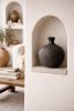 Handcarved black ceramic vase - Olive | Vases & Vessels by ENOceramics. Item made of ceramic works with minimalism & contemporary style