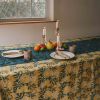 Block Print Tablecloth | Flower Field | Linens & Bedding by ichcha. Item composed of cotton in boho or modern style