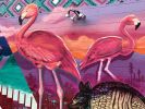 Store Mural | Street Murals by J MUZACZ | Flamingos vintage pound austin in Austin. Item made of synthetic