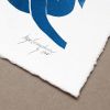 Lady in blue, Linocut, Ink on paper | Prints by Llinella. Item composed of paper in mid century modern or contemporary style