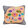 hand-embroidered needlepoint IDOLEYES original pillow | Pillows by Mommani Threads. Item composed of wool in contemporary or eclectic & maximalism style