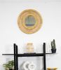 Handmade Round Rattan Mirror Boho Wall Decor | Decorative Objects by Amara. Item in boho or mid century modern style