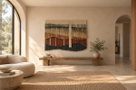 Layered Fiber Art “MOVA” | Tapestry in Wall Hangings by Olivia Fiber Art. Item made of wood & wool compatible with mid century modern and contemporary style