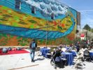 Watershed | Street Murals by Paul Santoleri | Roxborough Pocket Park in Philadelphia. Item made of synthetic